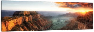 Grand Canyon Sunset Panoramic Canvas Art Print - Grand Canyon National Park Art