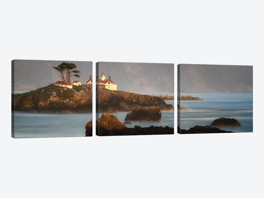 California Lighthouse Panoramic by Dennis Frates 3-piece Canvas Artwork