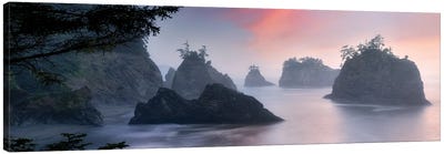 Oregon Coast Sunrise Panoramic Canvas Art Print - Cliff Art