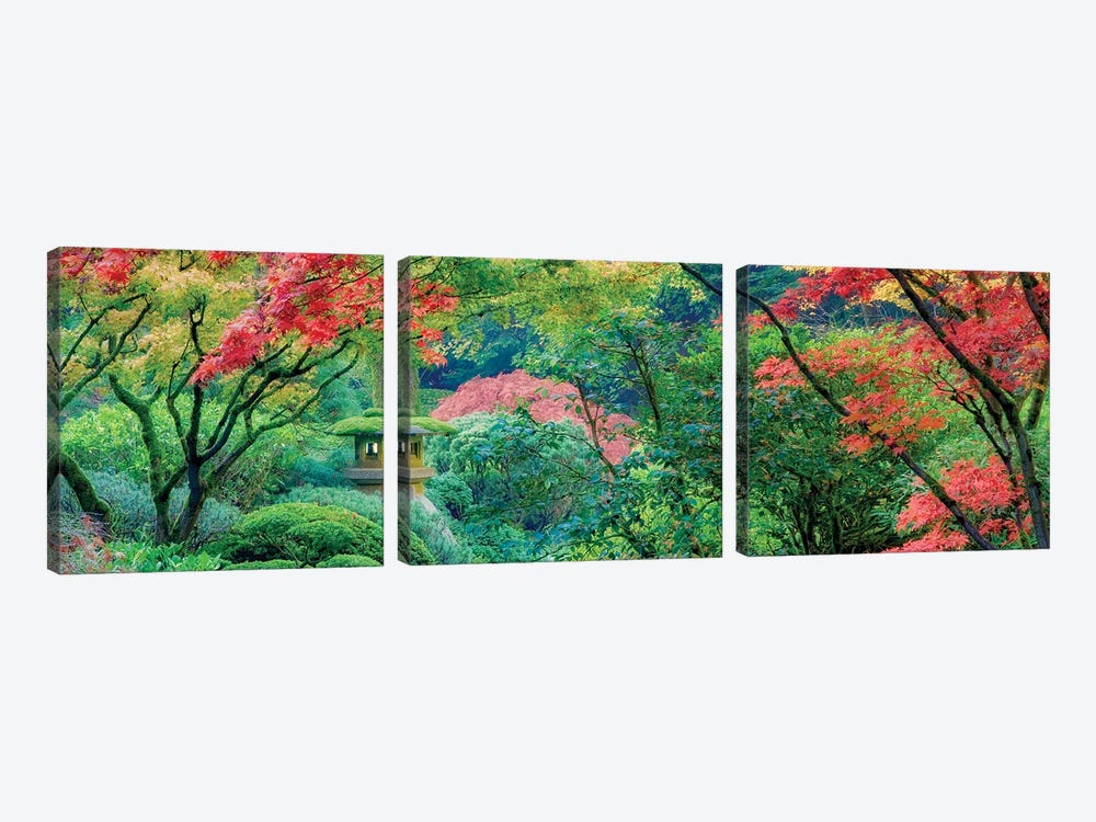 Japanese Garden Panoramic by Dennis Frates 3-piece Canvas Art Print