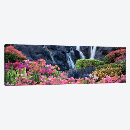 Waterfall Garden Panoramic Canvas Print #DEN2017} by Dennis Frates Art Print