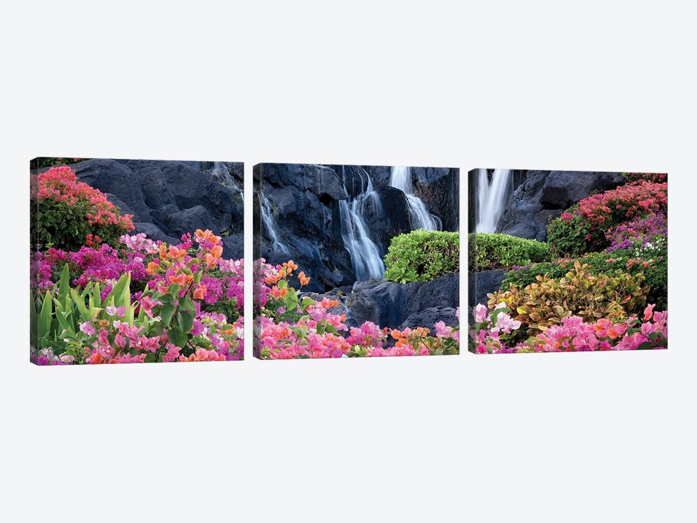 Waterfall Garden Panoramic by Dennis Frates 3-piece Art Print