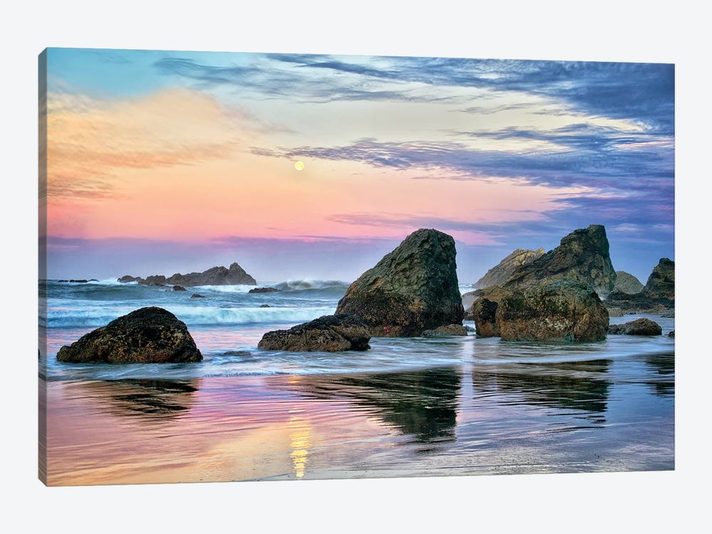 Moon And Surf by Dennis Frates 1-piece Canvas Wall Art