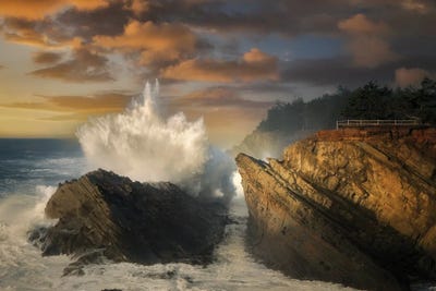 Oregon Storm Wave by Dennis Frates framed wall art