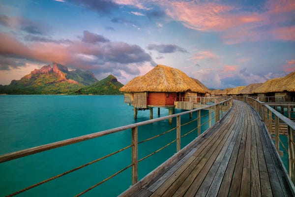 Dennis Frates: Bora Bora Huts by Dennis Frates