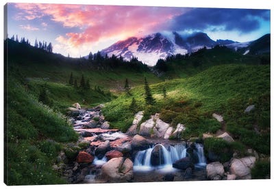 Mt. Rainier Sunset Canvas Art Print - Dennis Frates