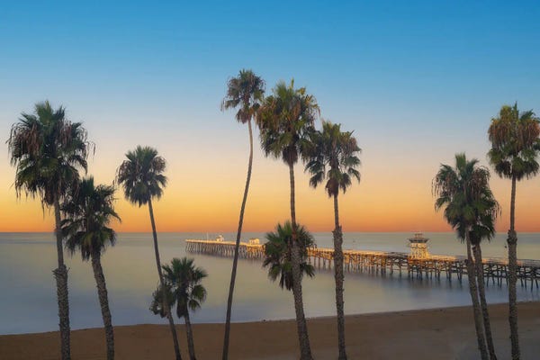 Tropical Beaches: Sunset San Clemente Pier by Dennis Frates