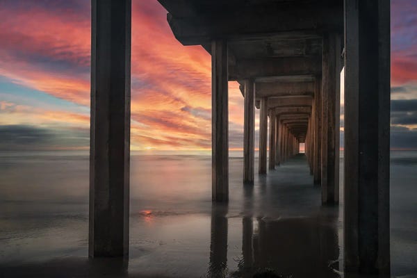 Docks & Piers: Under The Pier Sunset by Dennis Frates