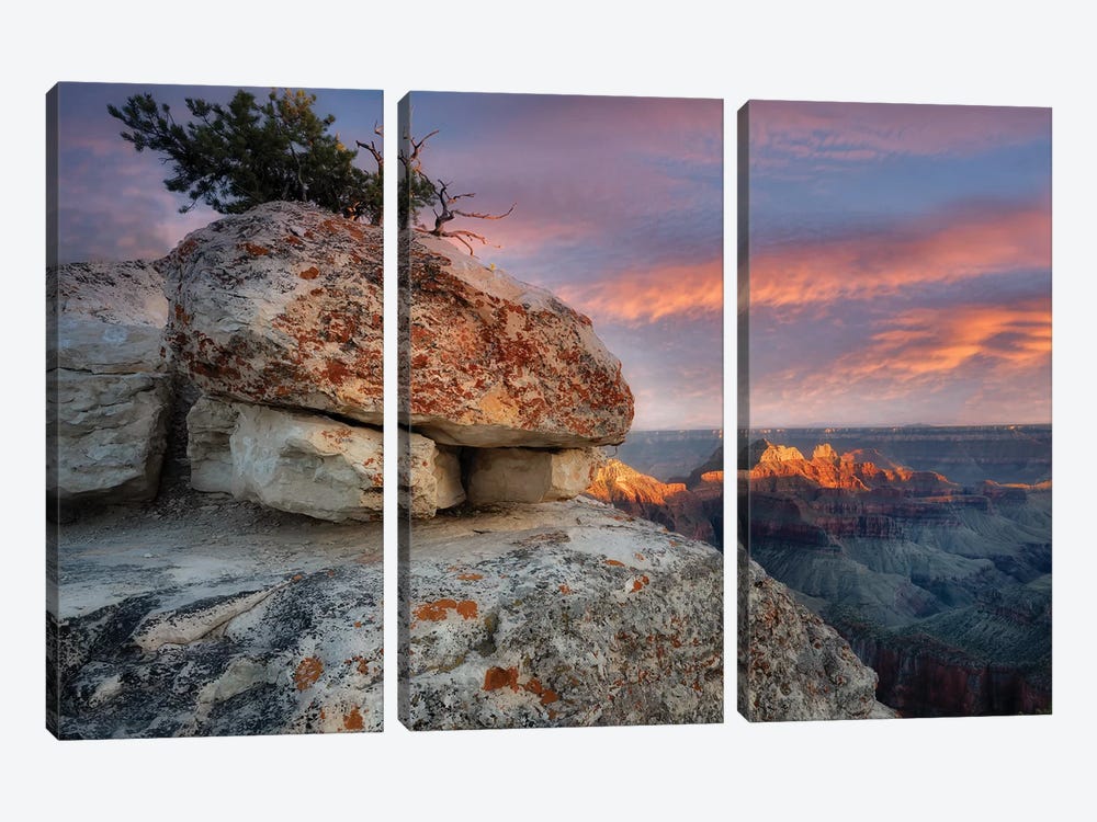 Sunset Grand Canyon III by Dennis Frates 3-piece Canvas Print
