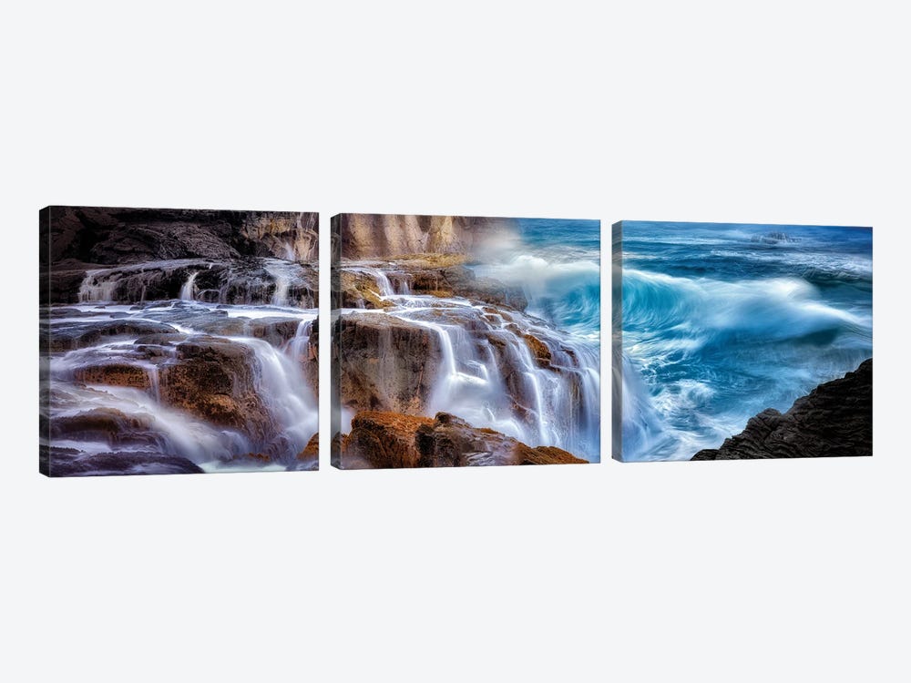 Wave Waterfall by Dennis Frates 3-piece Canvas Wall Art