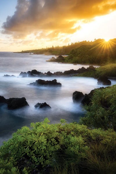 Hana Shoreline Sunset by Dennis Frates canvas print