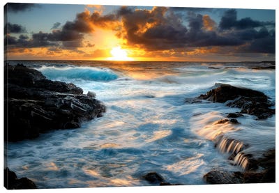 Painterly Tropical Sunrise I Canvas Art Print - Large Scenic & Landscape Art