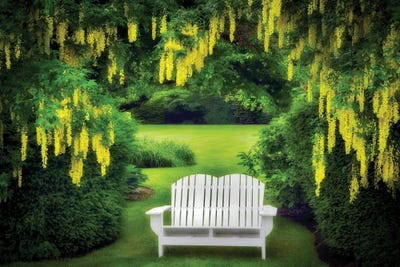 Floral Garden Bench by Dennis Frates canvas print