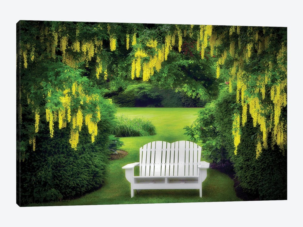 Floral Garden Bench by Dennis Frates 1-piece Canvas Art Print