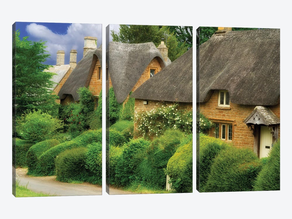 English Cottages by Dennis Frates 3-piece Canvas Artwork