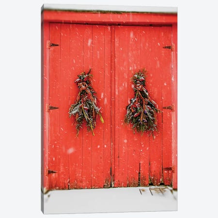 Red Winter Doors Canvas Print #DEO65} by Debbra Obertanec Art Print
