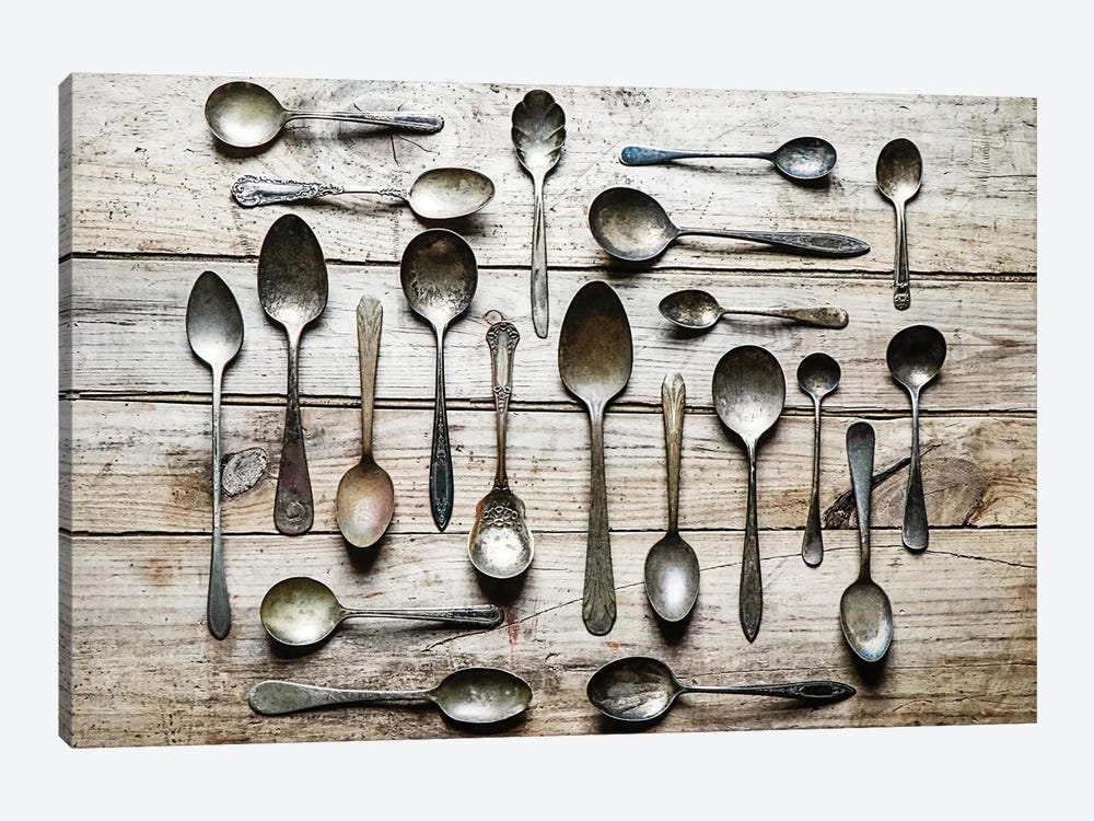 Vintage Spoons Kitchen Print by Debbra Obertanec 1-piece Canvas Art Print