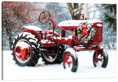 Vintage Tractor Canvas Art Print - Farmhouse Christmas Décor