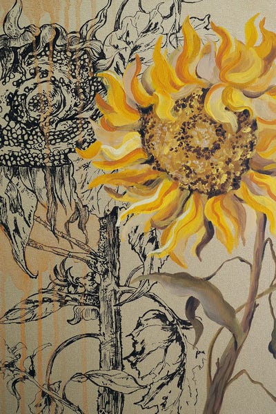 Delnara El: Sunflowers On Gold by Delnara El