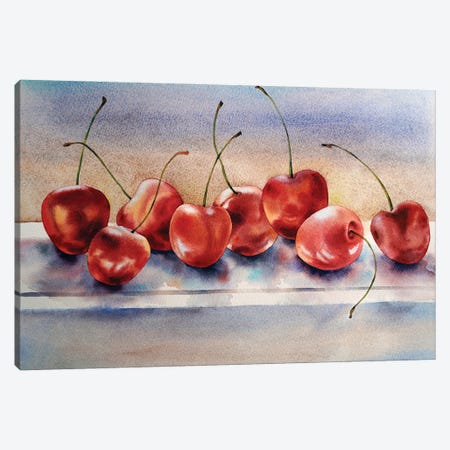 Cherries Canvas Print #DER12} by Delnara El Canvas Wall Art