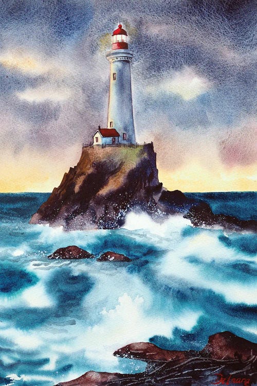 Lighthouse And Sea by Delnara El wall art