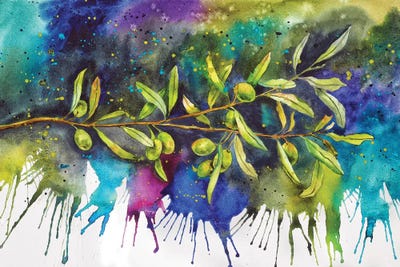 Delnara El - Unframed Prints: Splashes Olives by Delnara El