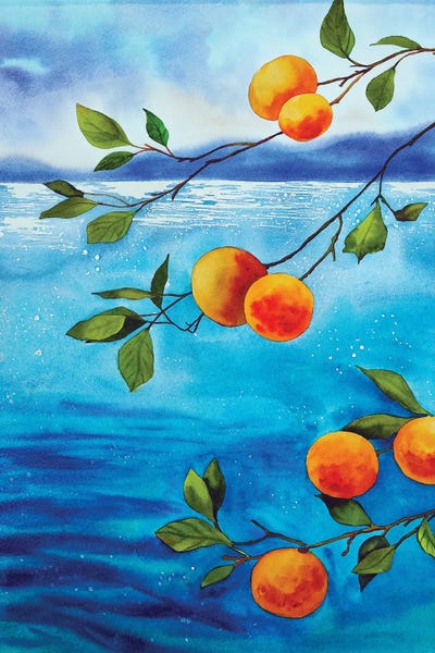 Delnara El - Unframed Prints: Tangerines by Delnara El