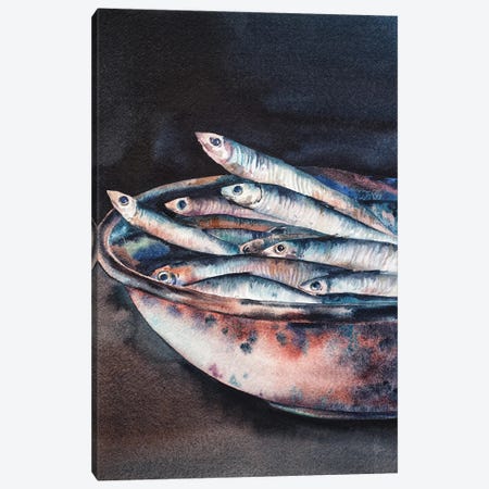 Fish In A Bowl Canvas Print #DER26} by Delnara El Canvas Wall Art