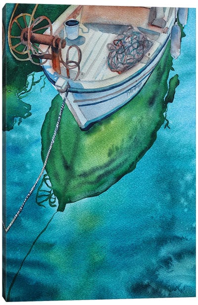 Fishing Boat And Reflection II Canvas Art Print - Delnara El