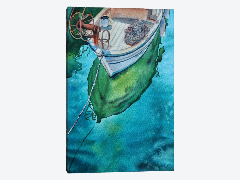 Fishing Boat And Reflection II by Delnara El 1-piece Canvas Artwork