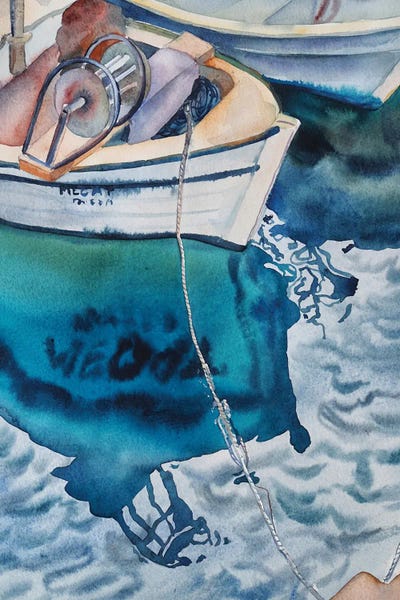 Fishing Boat And Reflection by Delnara El framed canvas print