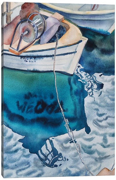 Fishing Boat And Reflection Canvas Art Print - Delnara El