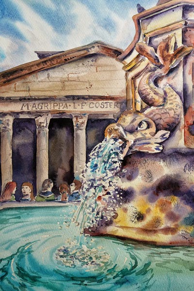 Fountain At The Pantheon by Delnara El canvas print