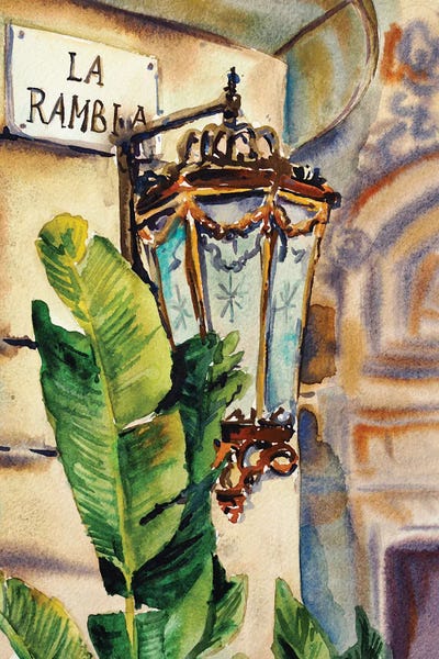 La Rambla by Delnara El framed canvas print