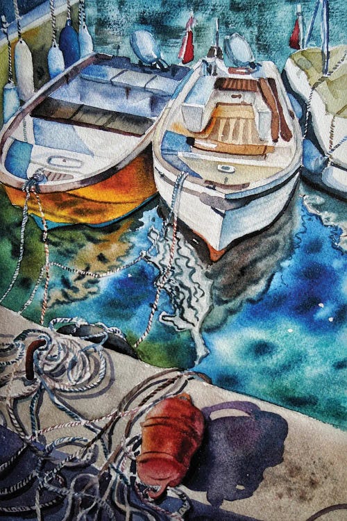 Boats In The Port by Delnara El wall art