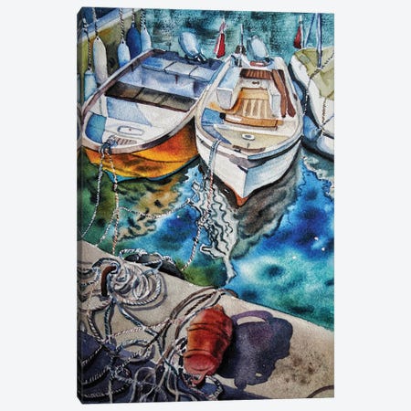 Boats In The Port Canvas Print #DER5} by Delnara El Canvas Print