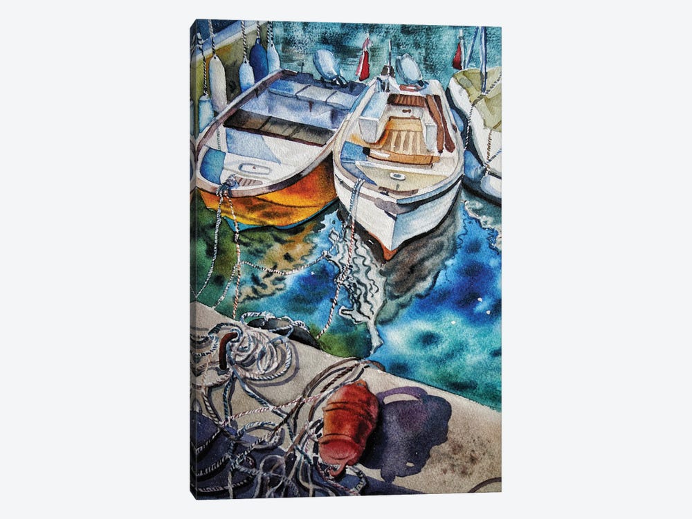 Boats In The Port by Delnara El 1-piece Canvas Art