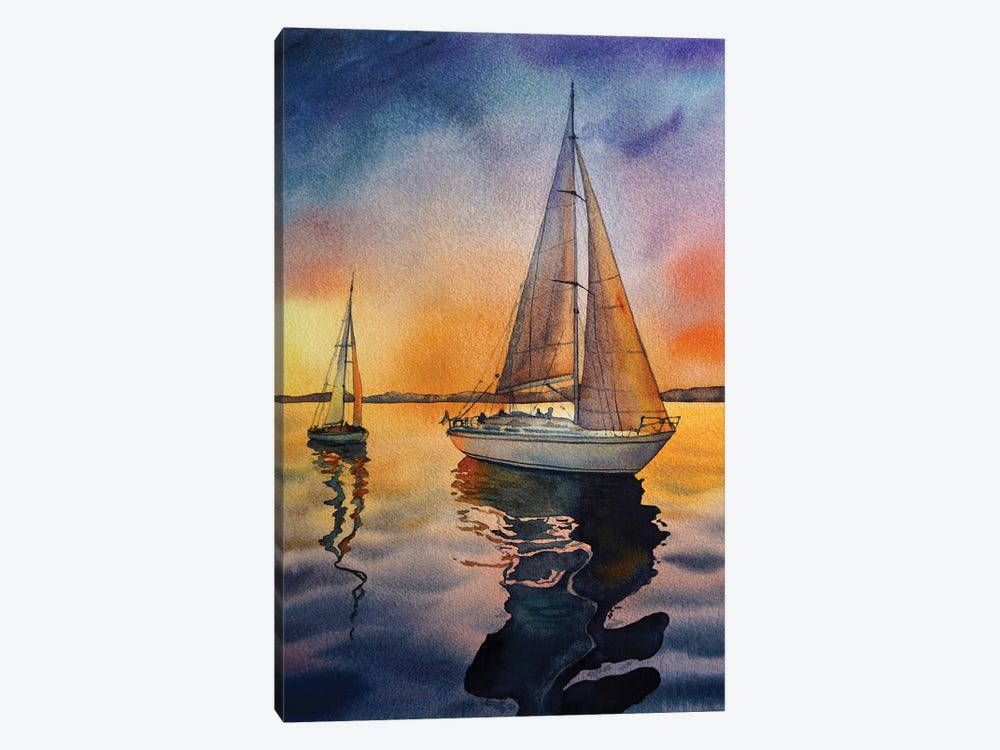 Sail On Sunset by Delnara El 1-piece Canvas Art Print