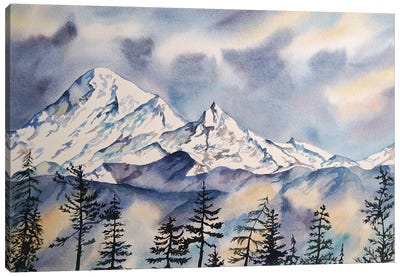 Snowy Peaks Canvas Art Print - Delnara El