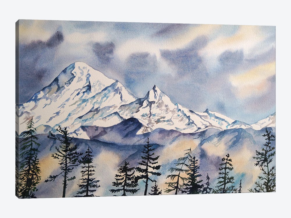 Snowy Peaks by Delnara El 1-piece Canvas Wall Art