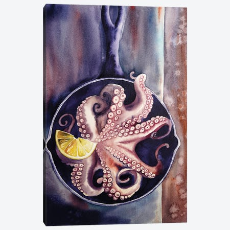 Still Life With Octopus In A Pan Canvas Print #DER65} by Delnara El Canvas Art