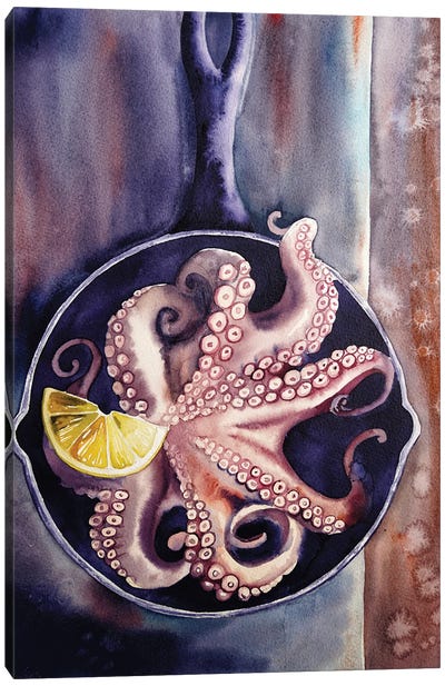 Still Life With Octopus In A Pan Canvas Art Print - Delnara El