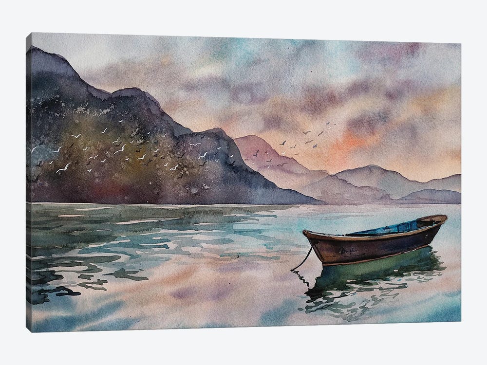 Sunset On Phewa Lake by Delnara El 1-piece Canvas Art