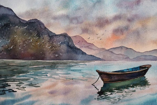 Lake Sunrises & Sunsets: Sunset On Phewa Lake by Delnara El