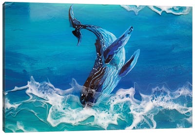 The Whale Among The Waves. Canvas Art Print - Delnara El