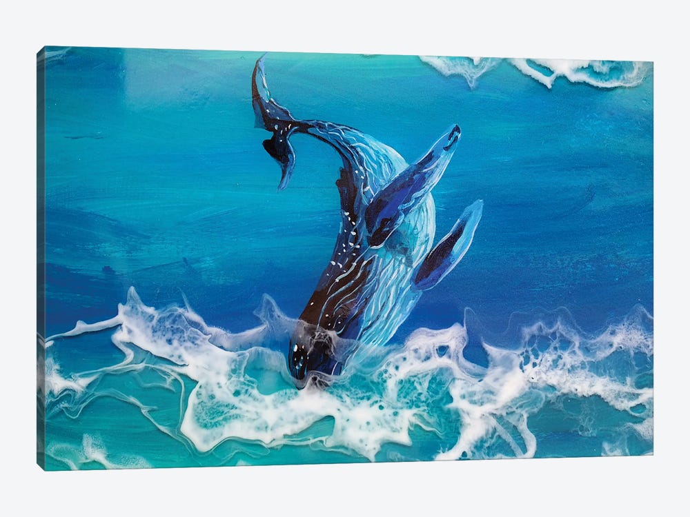 The Whale Among The Waves. by Delnara El 1-piece Canvas Wall Art