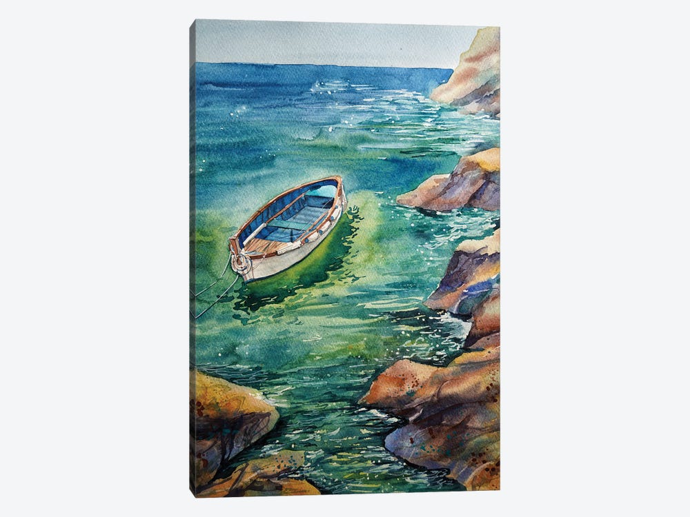 Boat In A Picturesque Bay by Delnara El 1-piece Art Print