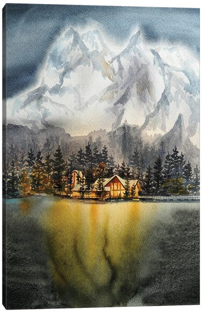 Warm Home On A Cold Night Canvas Art Print - Delnara El