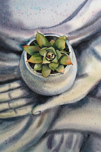 We Are All Is Flowers In Buddha's Hands II by Delnara El framed canvas print