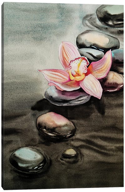 Zen Spa Orchid And Seastone Canvas Art Print - Delnara El